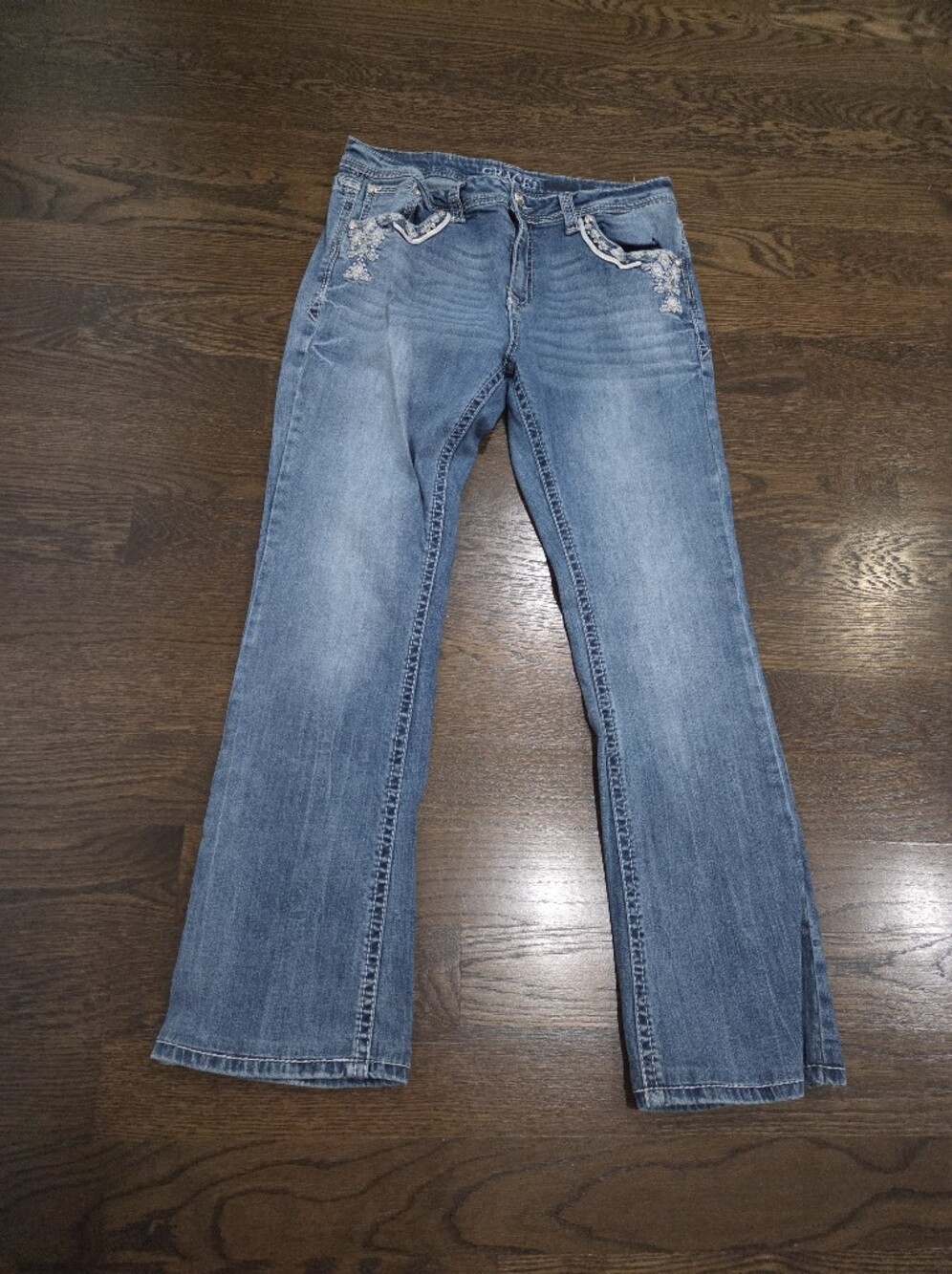 Grace In LA Women’s Blue Denim Jeans with Subtle Embroidery Sz.320